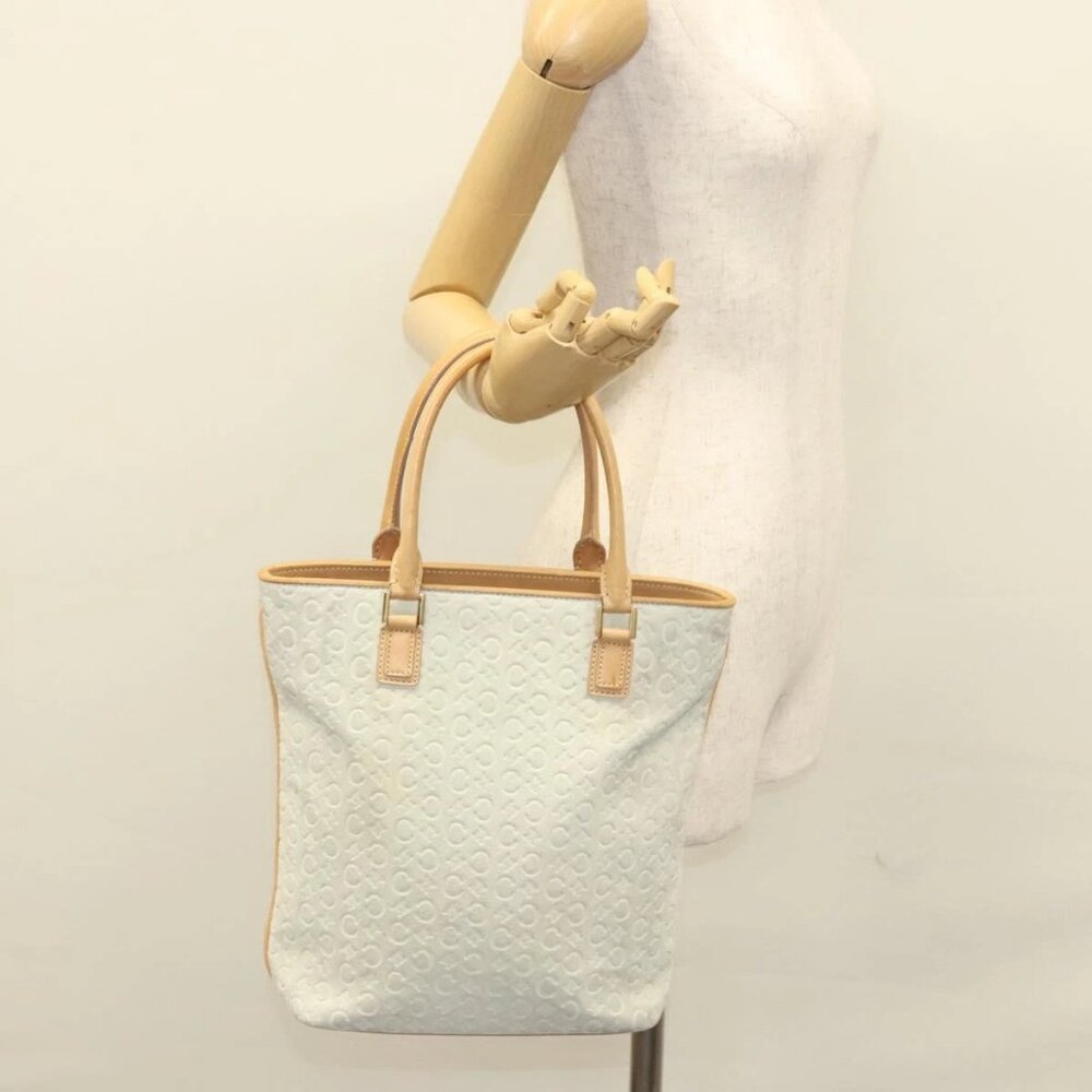 CELINE C Macadam Canvas Tote Bag Suede White Gold Auth mr1231 - Picture 15 of 16